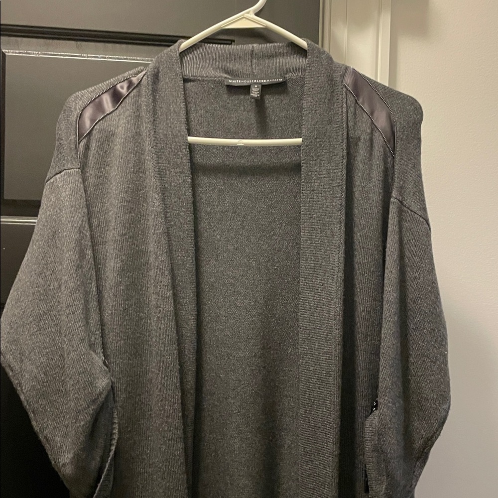 White House Black Market Gray Tab Sleeve Cardigan Sweater NWT